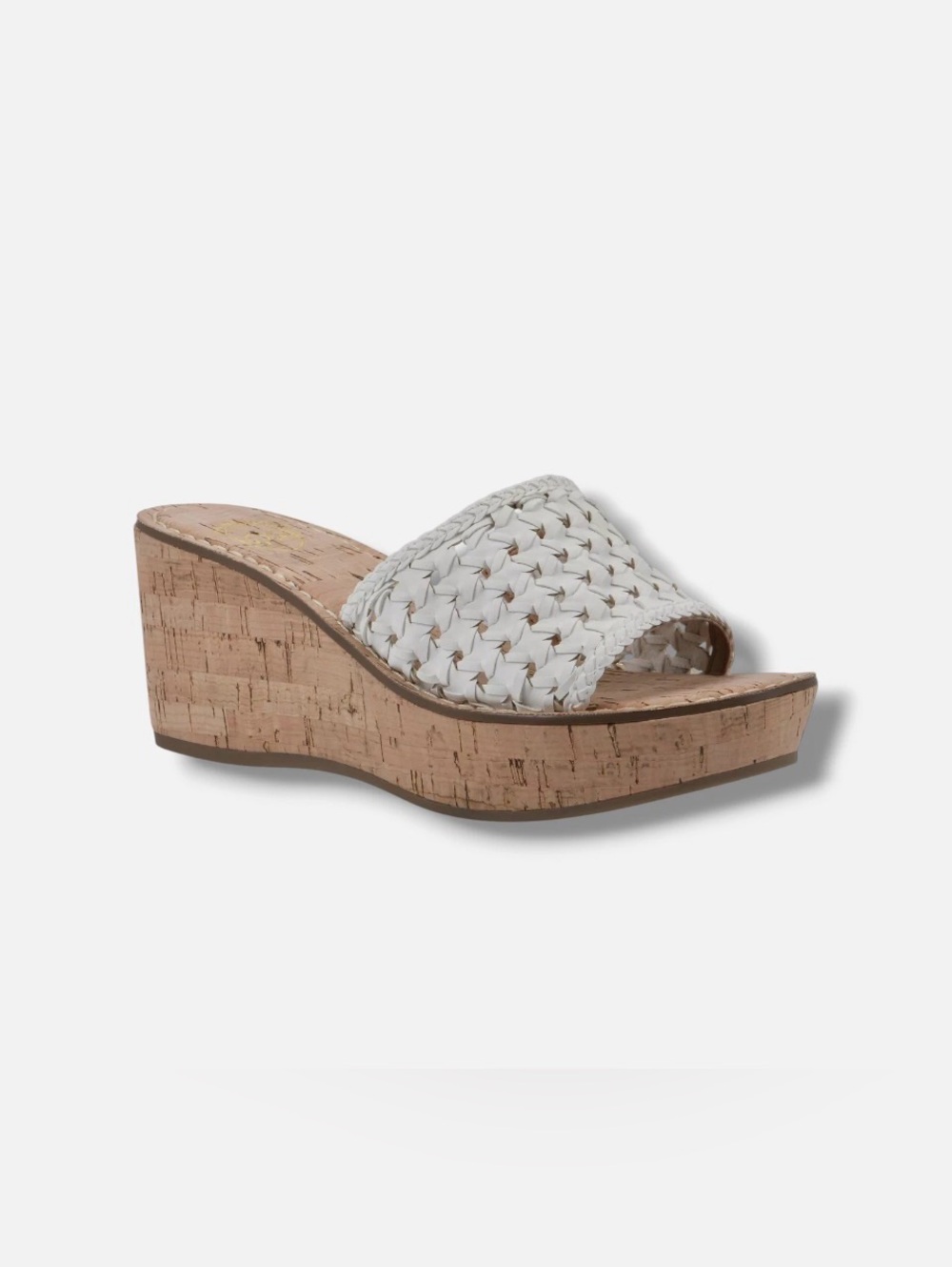 New! White Mountain Women's White Beige Charges Slide Wedge Sandals